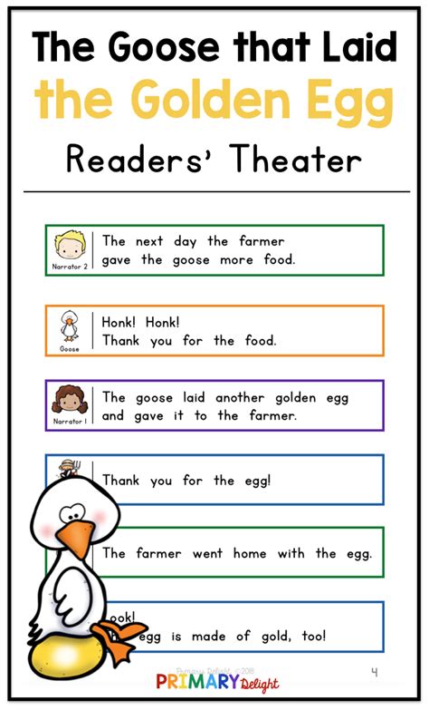 The Goose that Laid the Golden Egg Readers' Theater | First grade reading, Readers theater ...