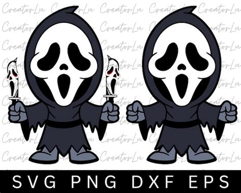 Scream Ghostface Cartoon mit Messer Halloween SVG PNG EPS & - Etsy.de