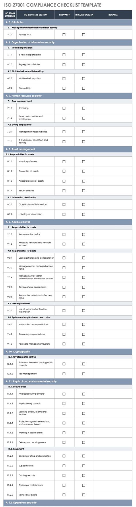 Free ISO 27001 Checklists and Templates | Smartsheet (2023)