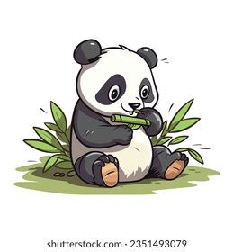 Panda Eating Bamboo Vector Illustration Symbol Stock Vector (Royalty Free) 2351493079 | Shutterstock