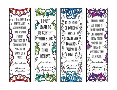 Pride and Prejudice Quote Bookmarks – PDF Zentangle Coloring Page | Pride and prejudice quotes ...