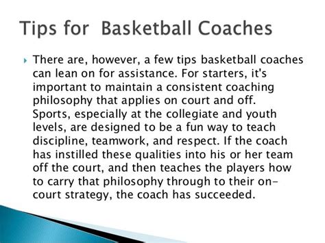 The Philosophy and Characteristics of Successful Basketball Coaches