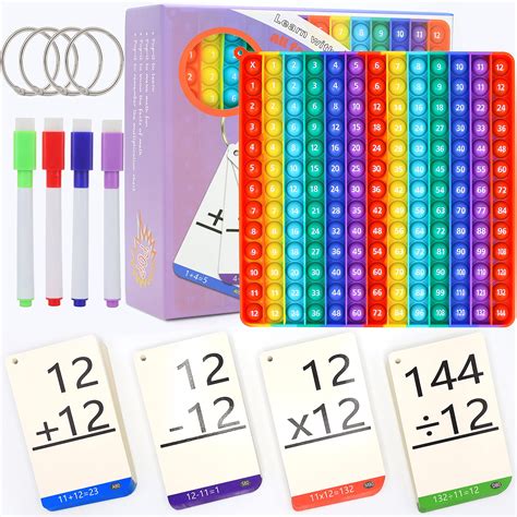 Buy Math Flash Cards + Pop Fidget Chart - Math Games For Kids Ages 4-8- Multiplication, Division ...