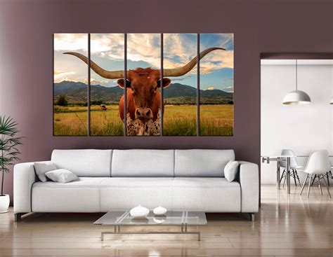 Texas Longhorn Wall Art Longhorn Steer Contemporary Artwork | Etsy