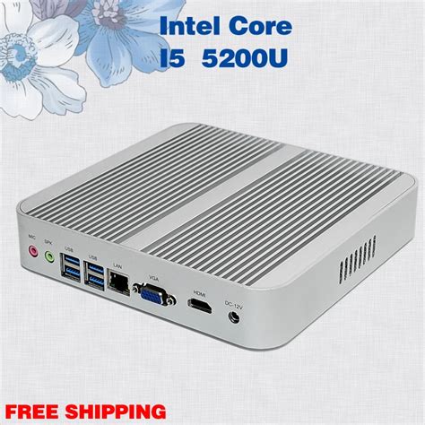 mini pc 4GB RAM 128GB SSD 1TB HDD Fanless Desktop Core i5 5200U Office ...