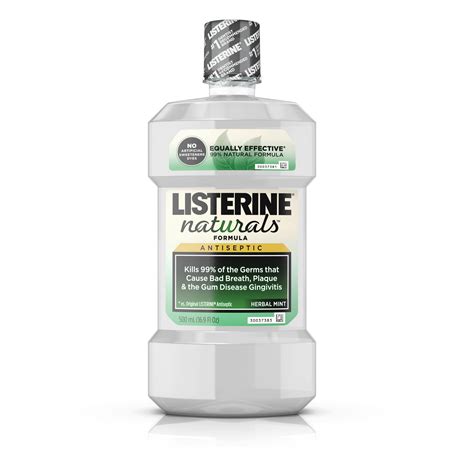 Listerine Naturals Antiseptic Mouthwash, Fluoride-Free, Mint, 500 mL ...