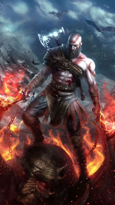 Kratos God Of War Art - 1080x1920 - Download HD Wallpaper - WallpaperTip