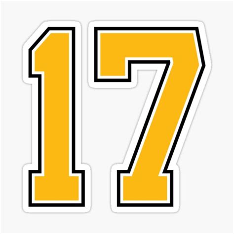 "Yellow Number 17 lucky sports jersey seventeen" Sticker for Sale by HeavyStyle | Redbubble