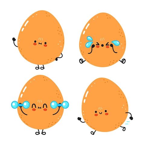 Premium Vector | Funny cute egg cartoon characters bundle set