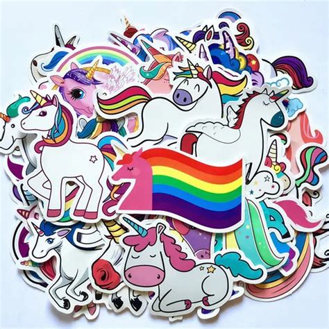 50pcs/Lot Brand Cartoon Animal Unicorn Graffiti Stickers For Laptop Suitcase Skateboard ...