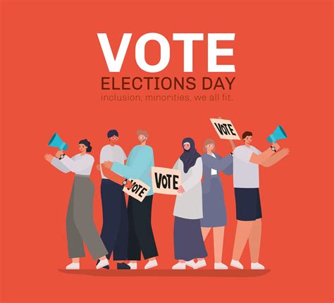 Cartoon people with vote lettering for elections day 2088945 Vector Art at Vecteezy