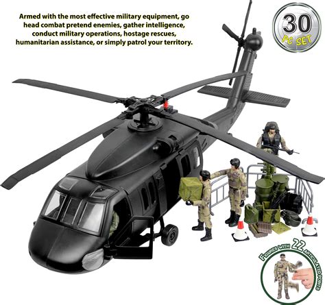 Click N' Play Toy Helicopter, Army Helicopter Toy, Black Hawk Attack Combat, 30 Piece Play Set ...