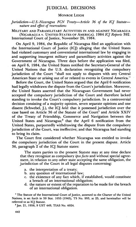 Military and Paramilitary Activities in and Against Nicaragua (Nicaragua v. United States of ...