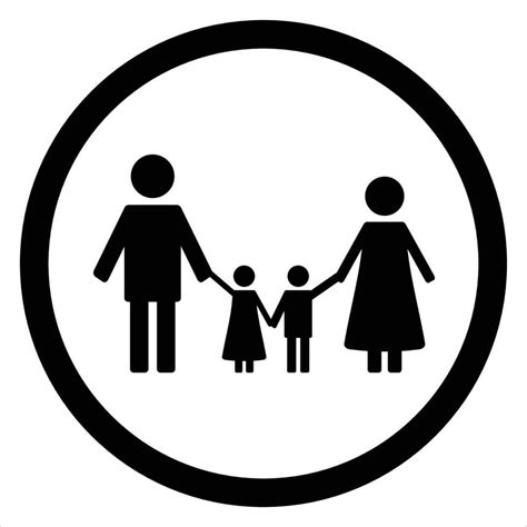 Happy family black silhouette icon. Children silhouette and family icon. Vector illustration ...