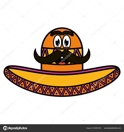 Mexican hat with mustache emoji character Stock Vector by ©stockgiu ...