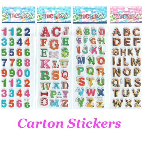 4pcs/lot Cartoon Stickers Letters and Numbers for Baby Boys and Girls Decorative Foam Stickers ...