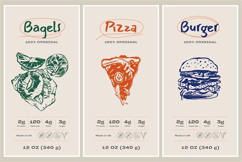 Premium Vector | Hand drawn minimal fast food vector packaging label design template