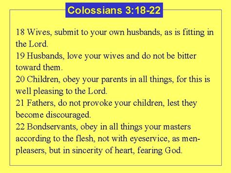 Colossians 3 18 4 1 Family Responsibilities Servant