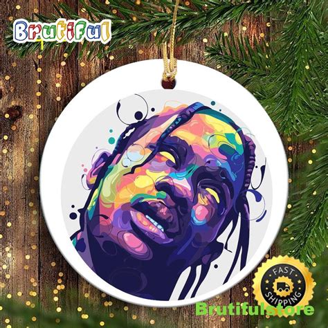 Travis Scott Rapper Music Star 90s Hip Hop Christmas Ornament