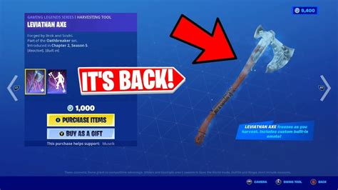 LEVIATHAN AXE PICKAXE RETURN RELEASE DATE IN FORTNITE ITEM SHOP! - YouTube