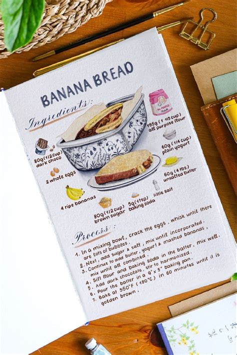 Banana Bread illustration by One Teaspoon Art | Homemade recipe books, Homemade cookbook, Recipe ...