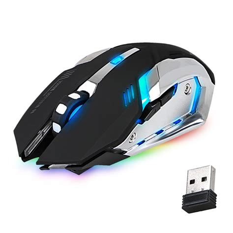 TSV Wireless Gaming Mouse, 2.4G Rechargeable USB Computer Mouse with 7 Colorful LED Lights, 2400 ...