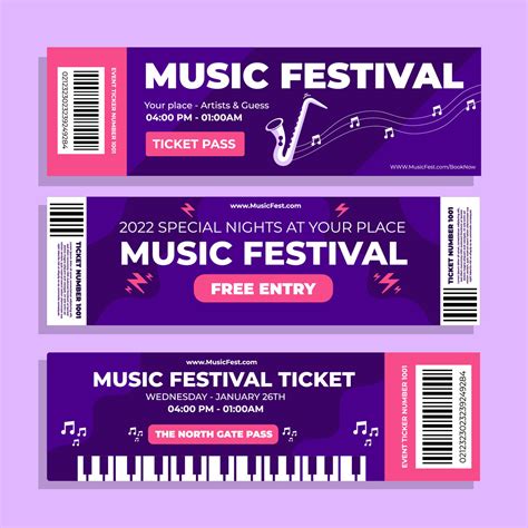 Download the Set of Music Festival Ticket Template 5363988 royalty-free Vector from Vecteezy for ...