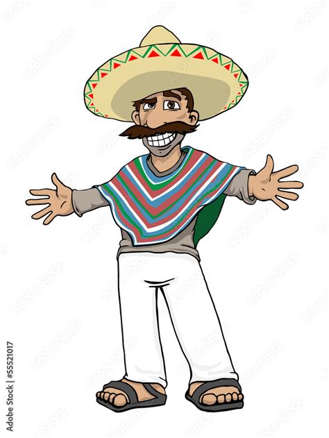 Mexican Cartoon Character, vector illustration Stock Vector | Adobe Stock