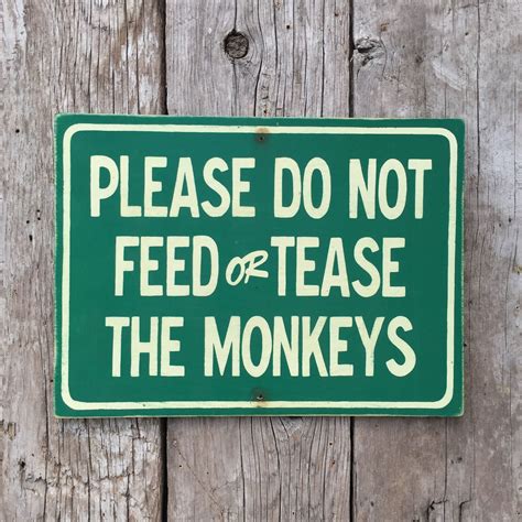 Monkey Feeding Sign Handmade Screen Printed Sign Funny Zoo - Etsy Canada | Funny signs, How to ...