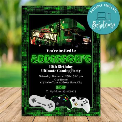 Invitations & Announcements Game Party Gamer Party Invitation Video ...