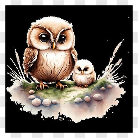 Download Two Owls Painting on Rocks PNG Online - Creative Fabrica