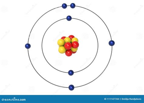 Nitrogen Atom Bohr Model with Proton, Neutron and Electron Stock Illustration - Illustration of ...