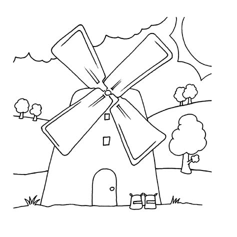 Windmills Coloring Pages Free Online For Kids!