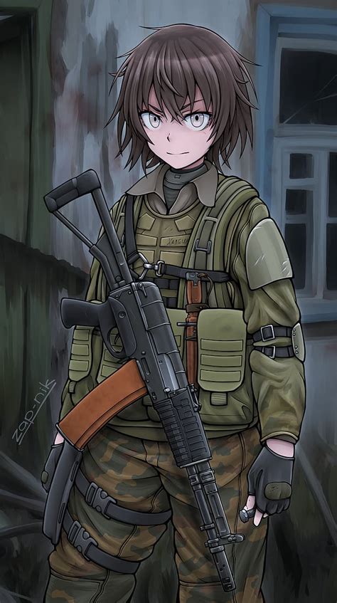 HD wallpaper: anime girls, military, portrait display, weapon | Wallpaper Flare