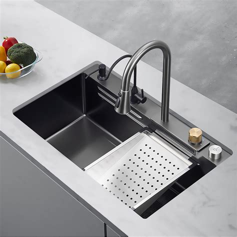 ECTbicyk Waterfall Kitchen Sink,32Inch Undermount Single Bowl Stainless ...