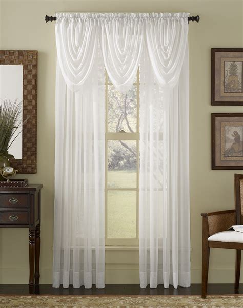 Platinum Voile Flowing Sheer Waterfall Valance / Curtainworks.com | White curtains living room ...