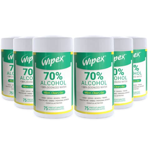 Wipex 70% Isopropyl Alcohol (IPA) Wipes Canister 75ct, 6pk Case - Walmart.com - Walmart.com