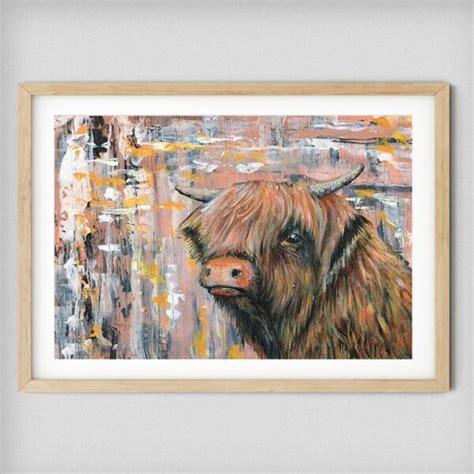 Highland Cow Abstract Animal Art Painting Wall Print - Sparrow Springs