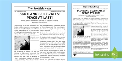 VE Day in Scotland Newspaper Report Example Text