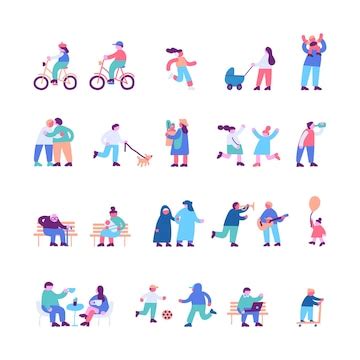 Premium Vector | Tiny people silhouette flat vector set