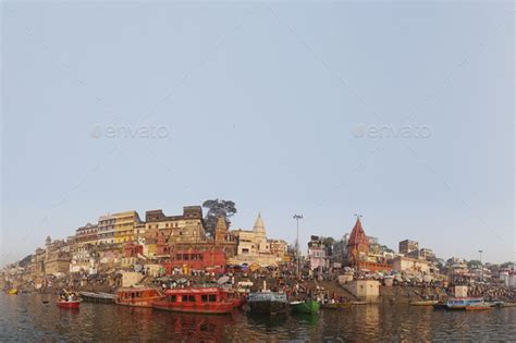 A look at Varanasi and it's ghats from the ganges river Stock Photo by MikeeRogers