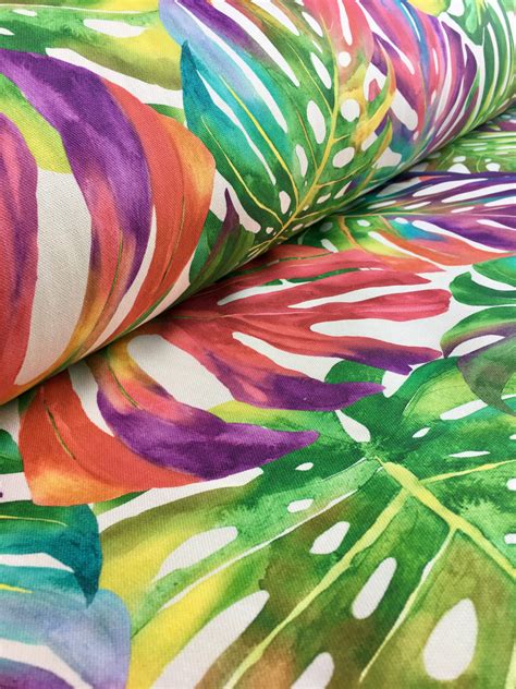 Tropical Palm Leaves Fabric Leaf Print Cotton Material Home Decor ...