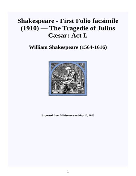 Shakespeare - First Folio facsimile (1910) The Tragedy of Julius Caesar Act 1