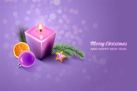 Free Vector | Realistic purple candles advent background