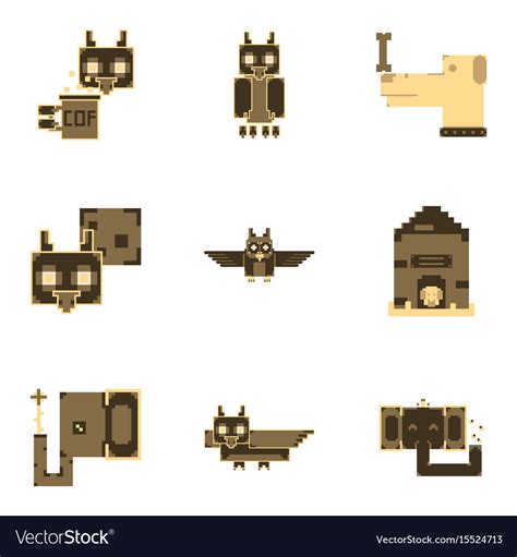 Pixel art collection of cute 8 bit animals Vector Image