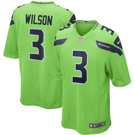 Men's Nike Russell Wilson Neon Green Seattle Seahawks Alternate Game Jersey