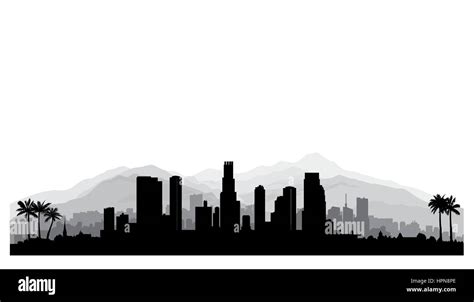 Los Angeles Skyline Silhouette Outline