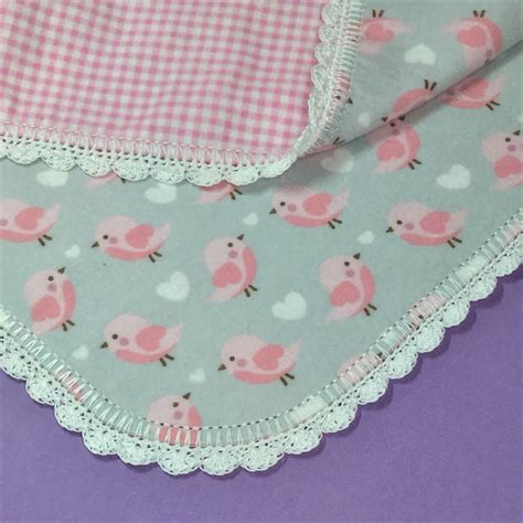 Cotton Flannel Receiving Blanket with Hand Crocheted Shell Lace Edging ...