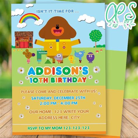 Editable Hey Duggee Birthday Invitations Instant Download | CustomPartyShirts Studio