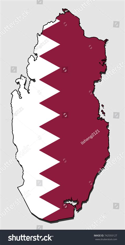 Map State Qatar Filled National Flag Stock Vector (Royalty Free) 742593127